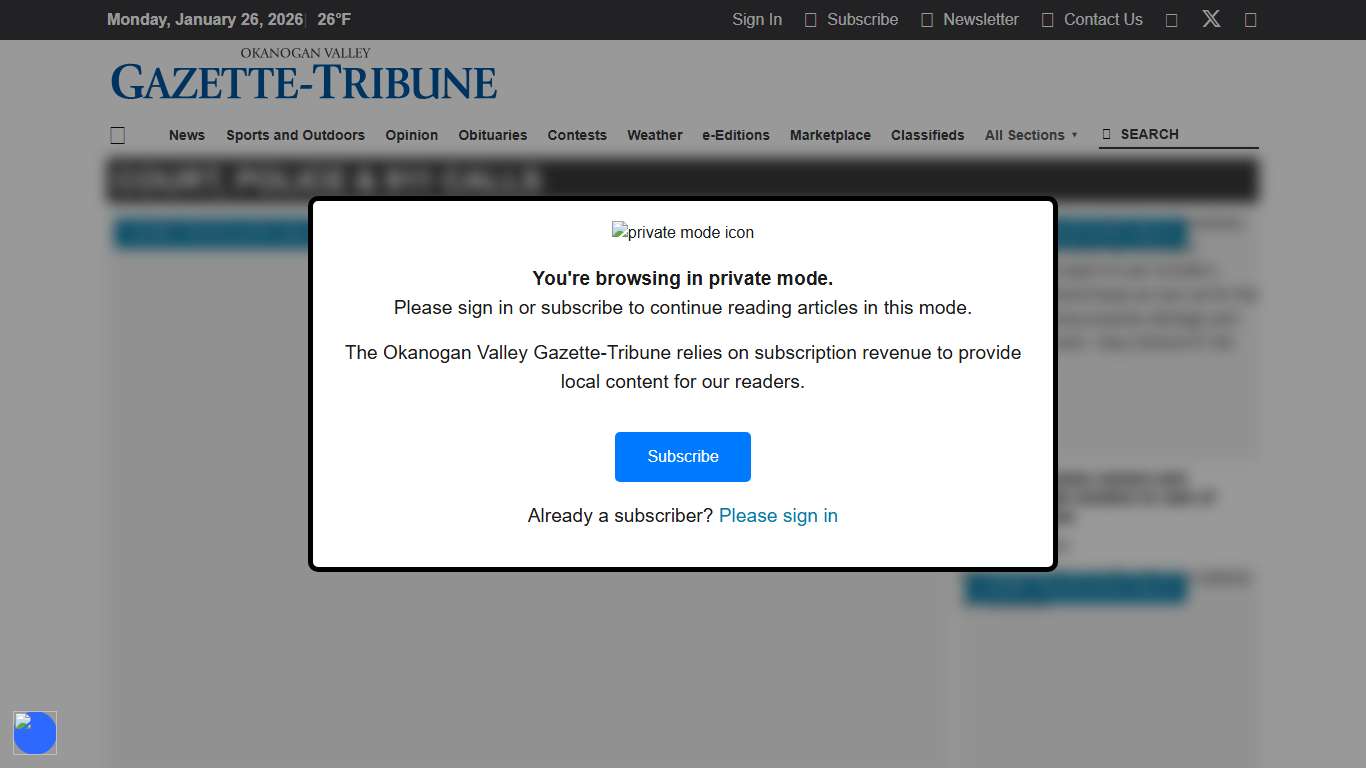 Court, Police & 911 Calls Okanogan Valley Gazette-Tribune